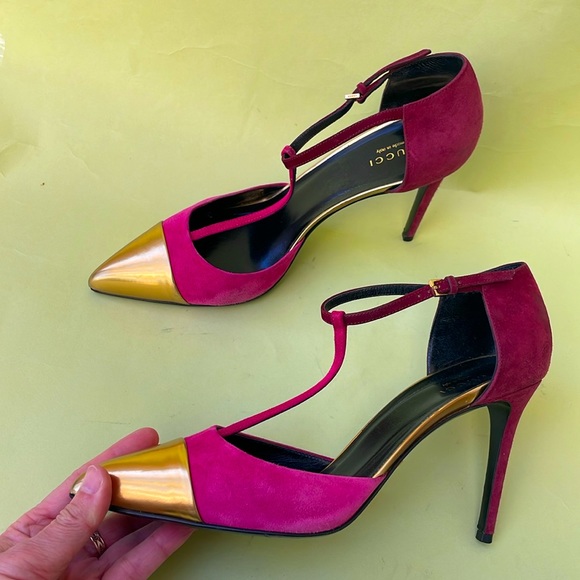 Vintage multicolored Gucci suede leather heels in original box - Picture 7 of 16